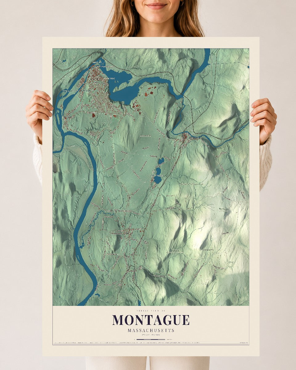 Montague, Massachusetts map print - 24 x 36 archival matte print