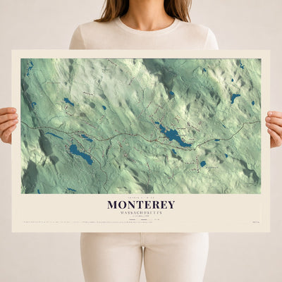 Monterey, Massachusetts map print - 18 x 24 archival matte print