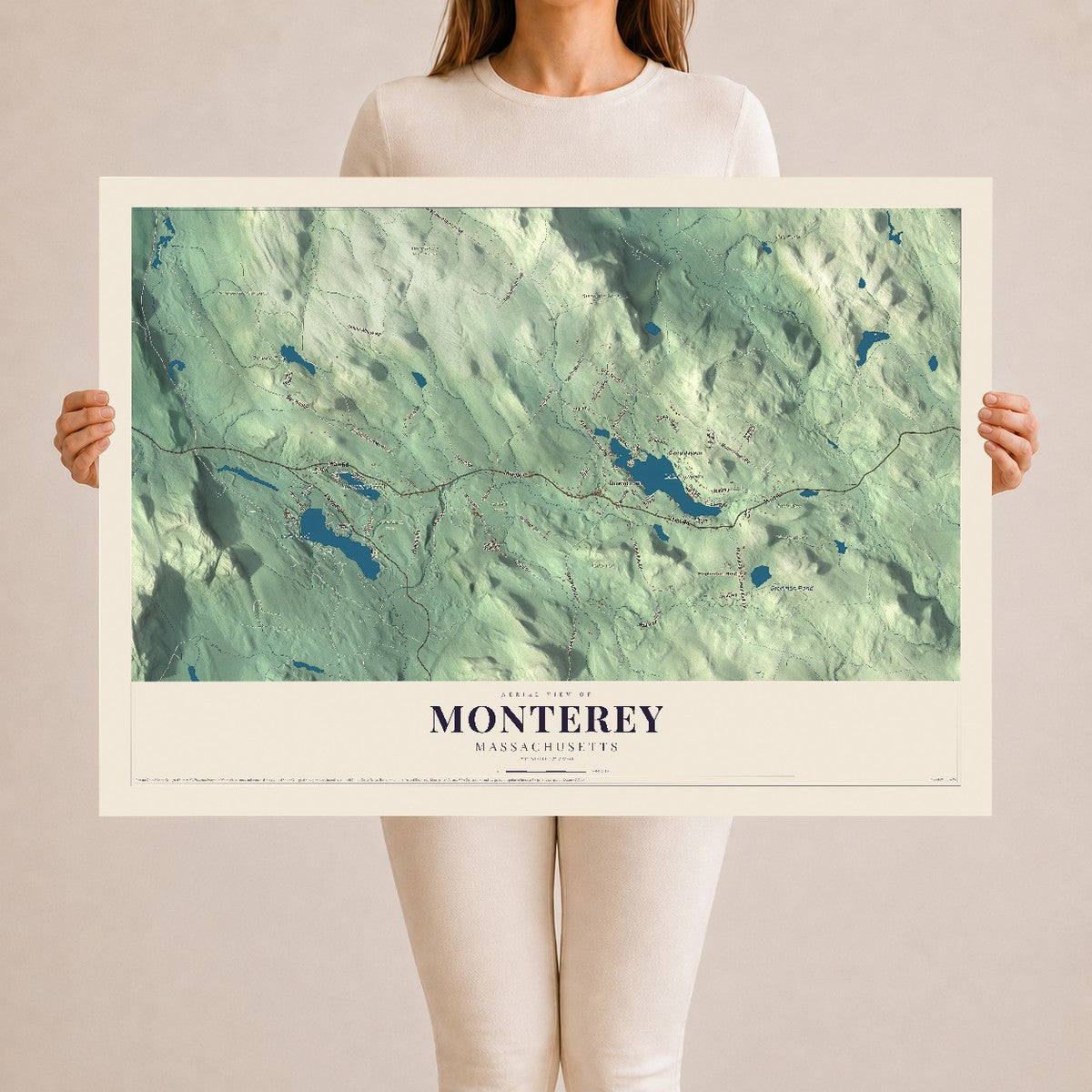 Monterey, Massachusetts map print - 24 x 36 archival matte print