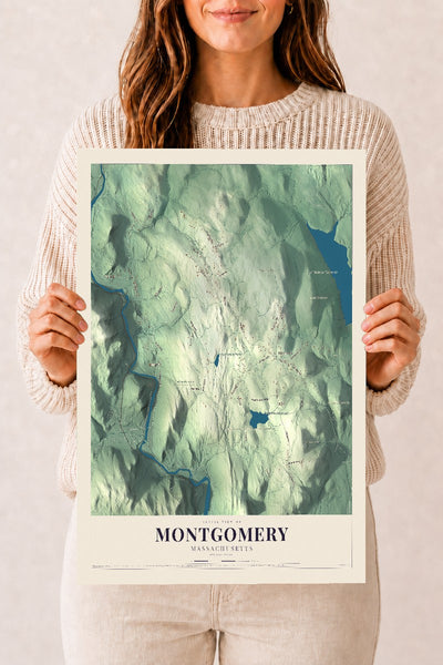 Montgomery, Massachusetts map print - 12 x 18 archival matte print