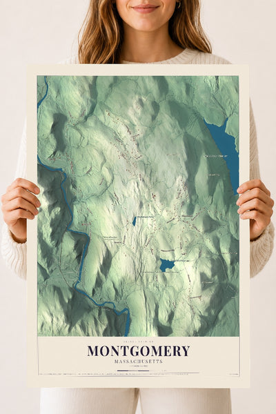 Montgomery, Massachusetts map print - 18 x 24 archival matte print