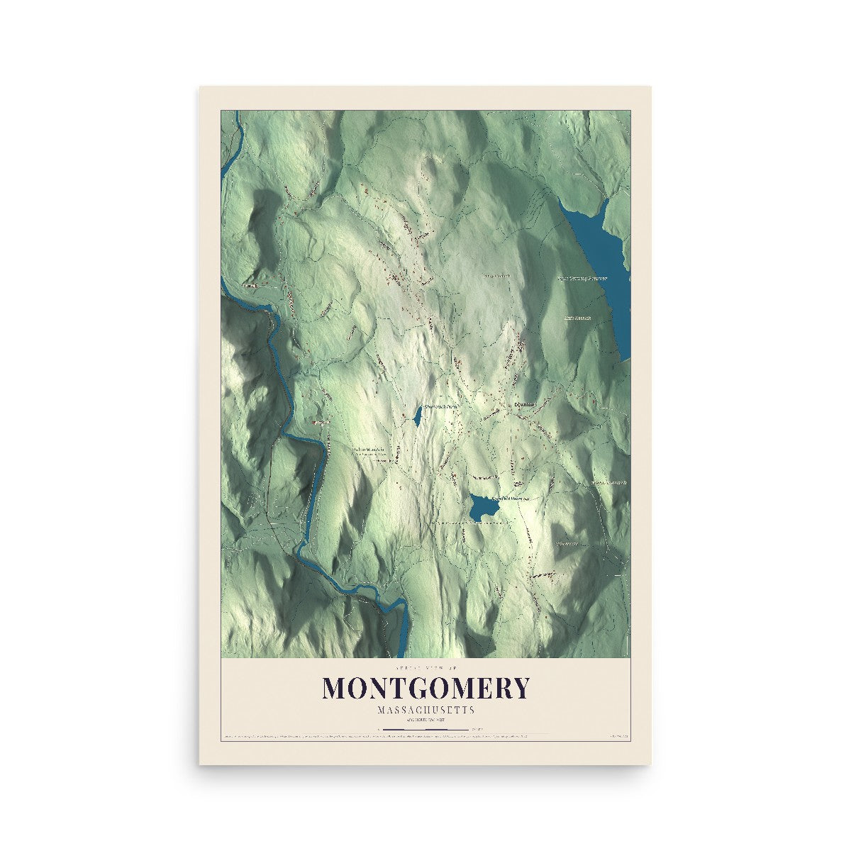 Map of Montgomery, Massachusetts, 12 x 18 inch unframed archival matte print