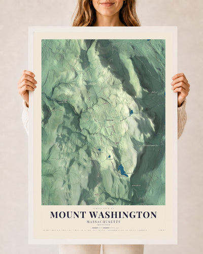 Mount Washington, Massachusetts map print - 24 x 36 white Ayous wood frame