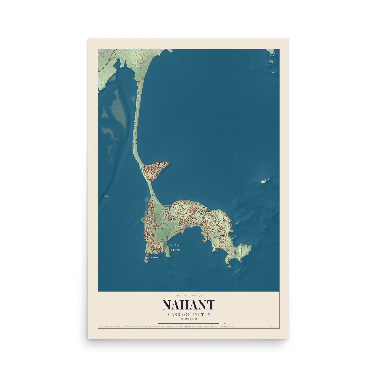 Map of Nahant, Massachusetts, 12 x 18 inch unframed archival matte print