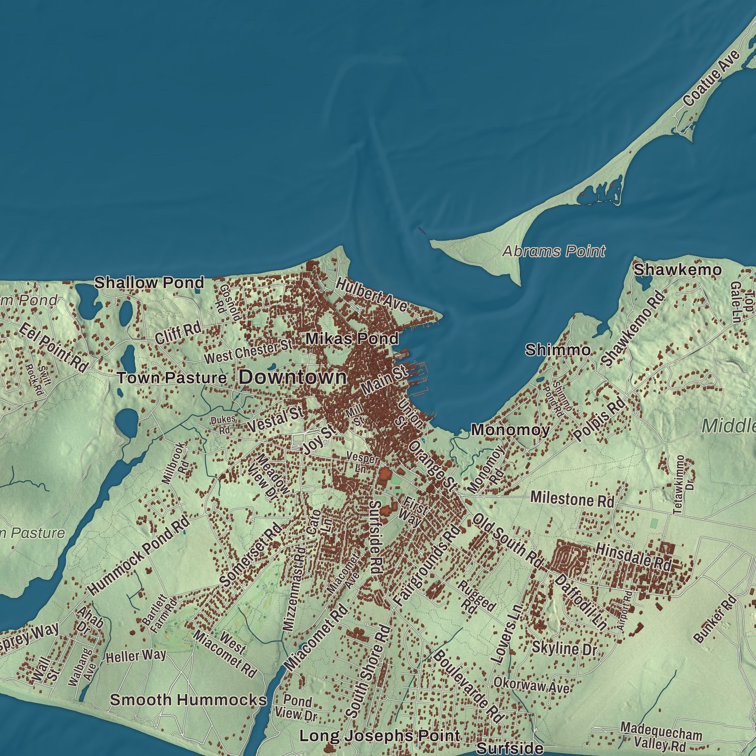 Street and neighborhood detail from the Nantucket, Massachusetts map