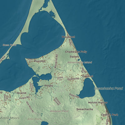 Terrain and local geography detail from the Nantucket, Massachusetts map