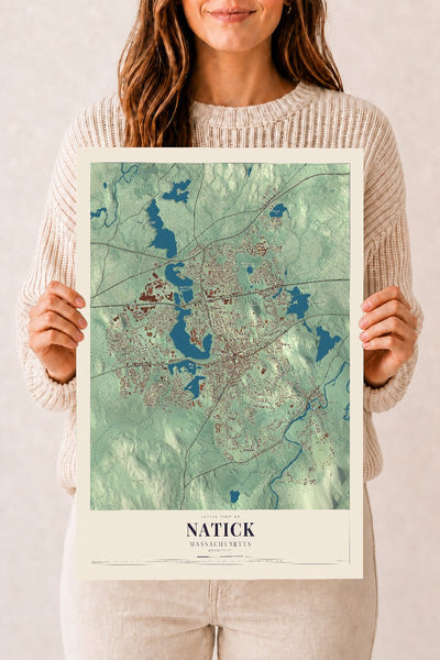 Natick, Massachusetts map print - 12 x 18 archival matte print
