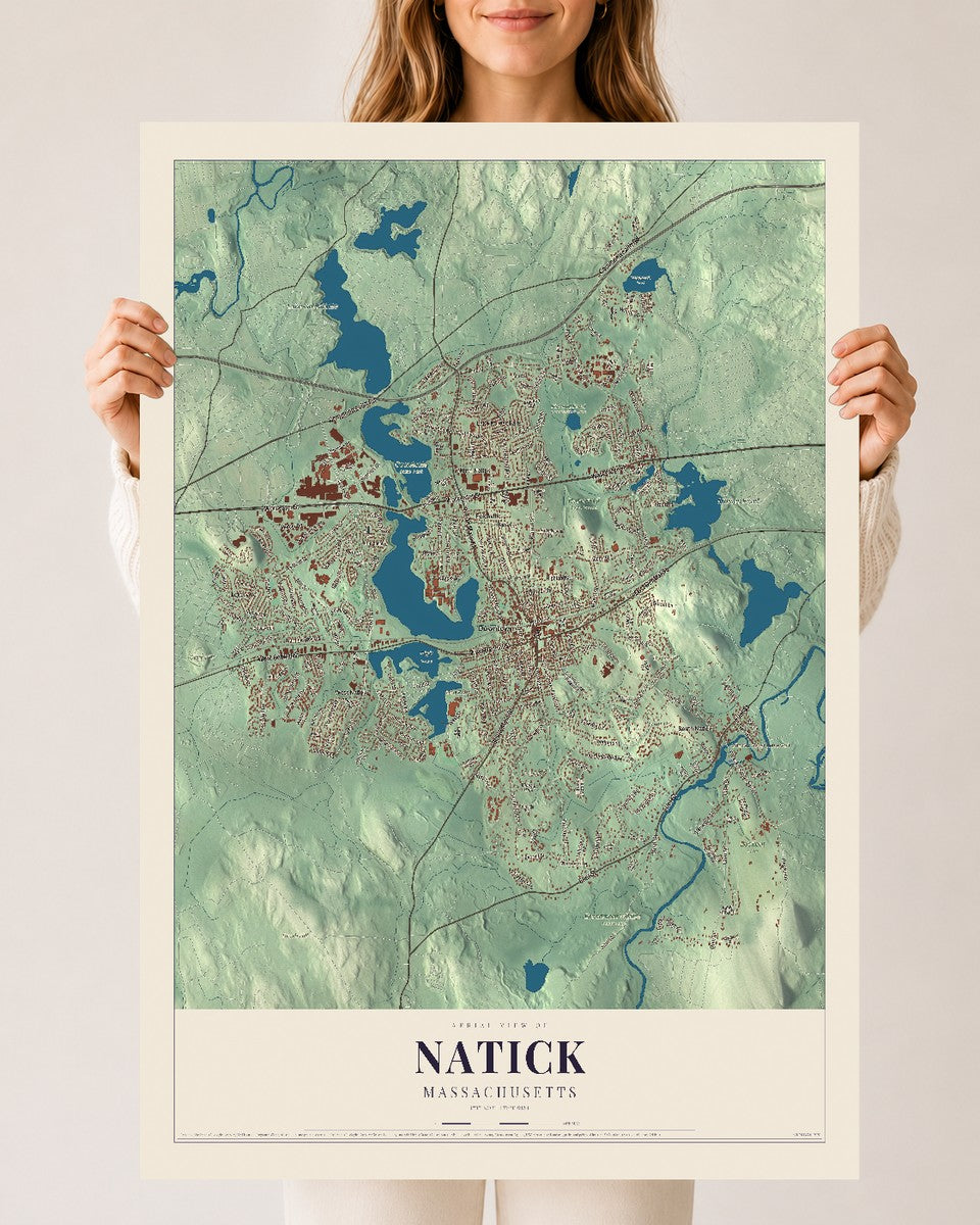Natick, Massachusetts map print - 24 x 36 archival matte print