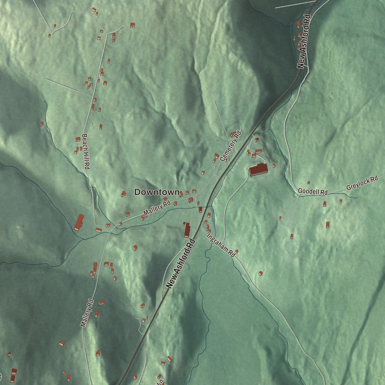 Street and neighborhood detail from the New Ashford, Massachusetts map