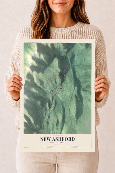 New Ashford, Massachusetts map print - 12 x 18 archival matte print