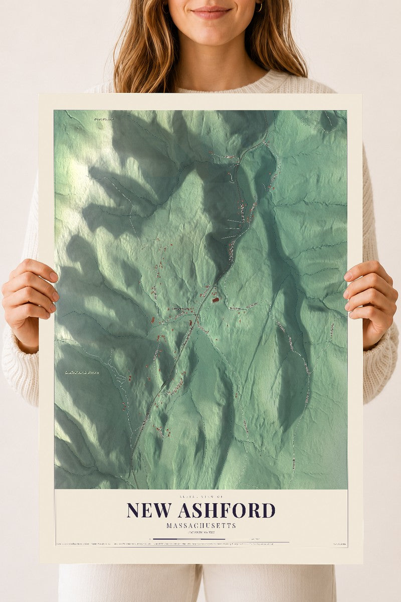 New Ashford, Massachusetts map print - 18 x 24 archival matte print