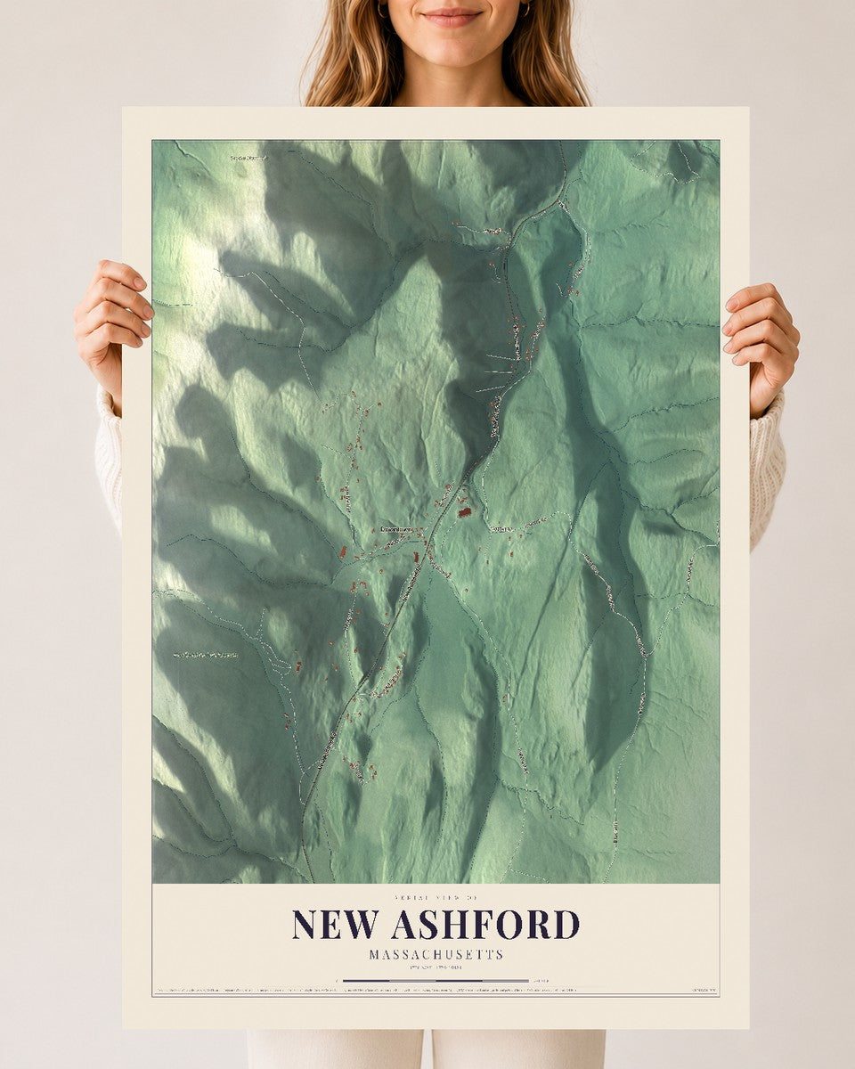 New Ashford, Massachusetts map print - 24 x 36 archival matte print