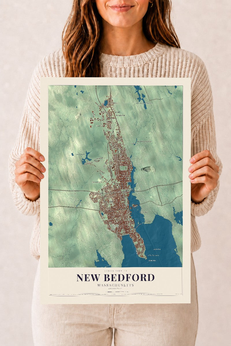 New Bedford, Massachusetts map print - 12 x 18 archival matte print