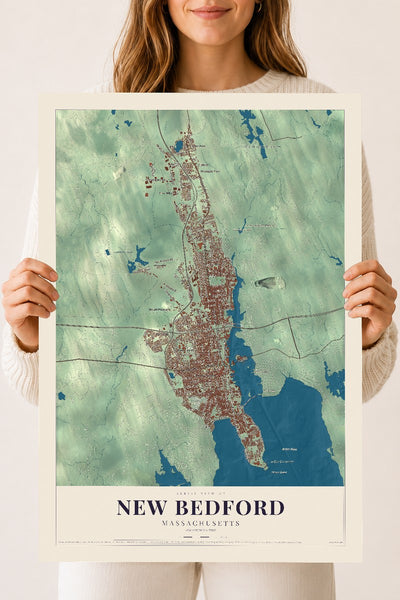 New Bedford, Massachusetts map print - 18 x 24 archival matte print