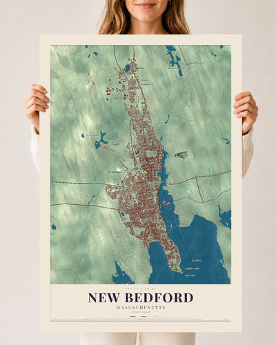 New Bedford, Massachusetts map print - 24 x 36 archival matte print