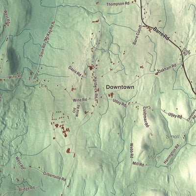 Street and neighborhood detail from the New Braintree, Massachusetts map