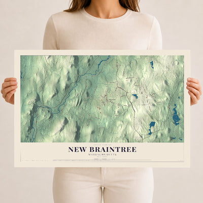 New Braintree, Massachusetts map print - 12 x 18 archival matte print