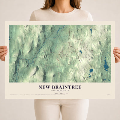 New Braintree, Massachusetts map print - 18 x 24 archival matte print