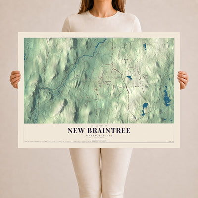 New Braintree, Massachusetts map print - 24 x 36 archival matte print