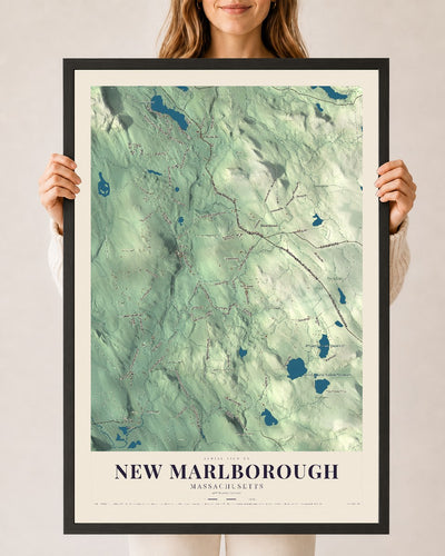 New Marlborough, Massachusetts map print - 24 x 36 black Ayous wood frame