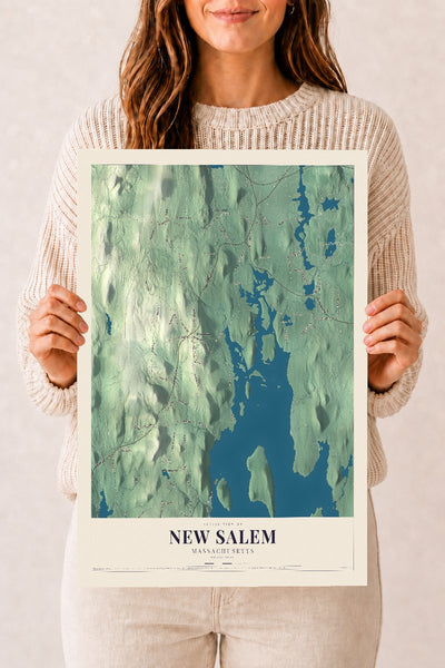 New Salem, Massachusetts map print - 12 x 18 archival matte print