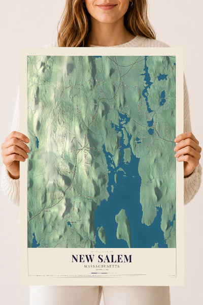 New Salem, Massachusetts map print - 18 x 24 archival matte print