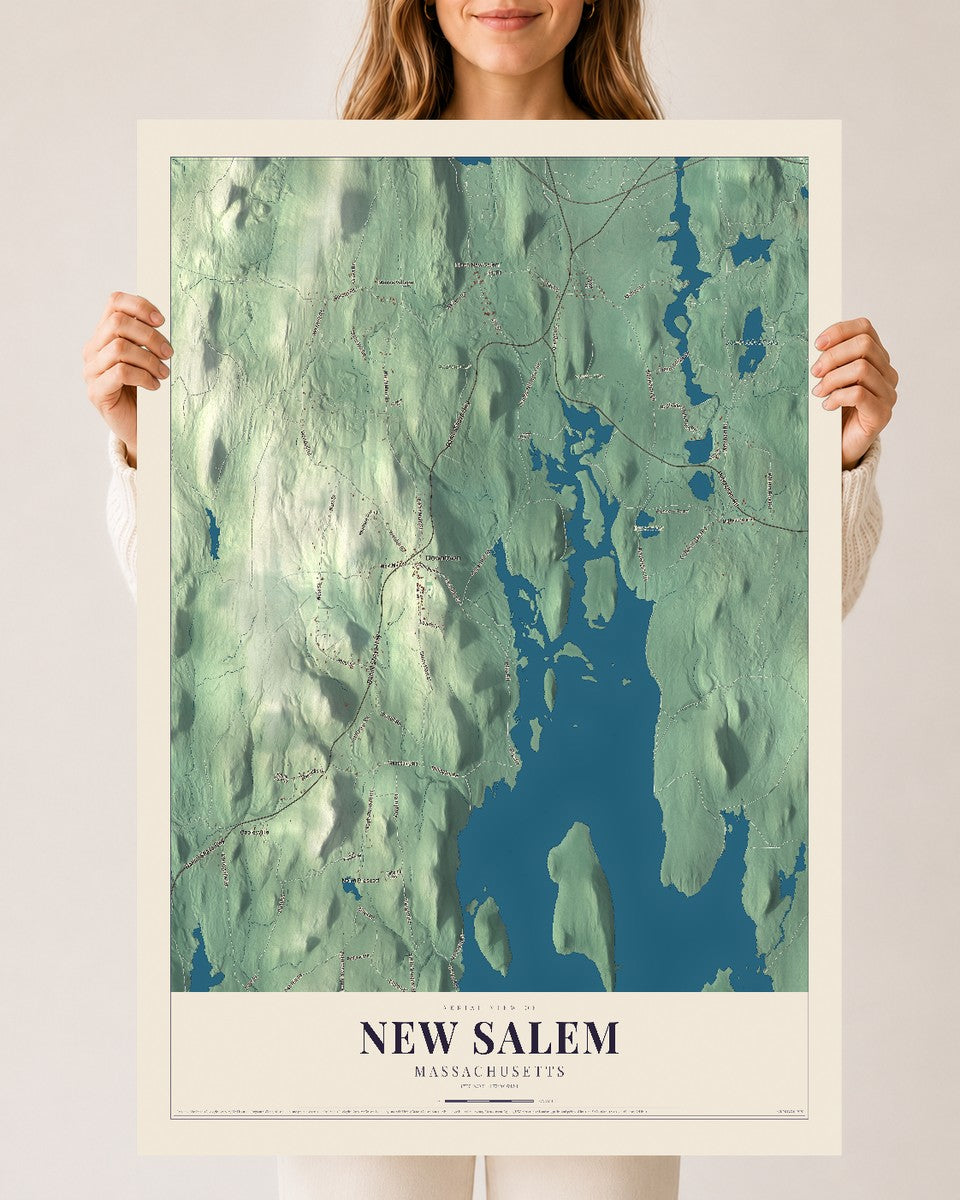 New Salem, Massachusetts map print - 24 x 36 archival matte print