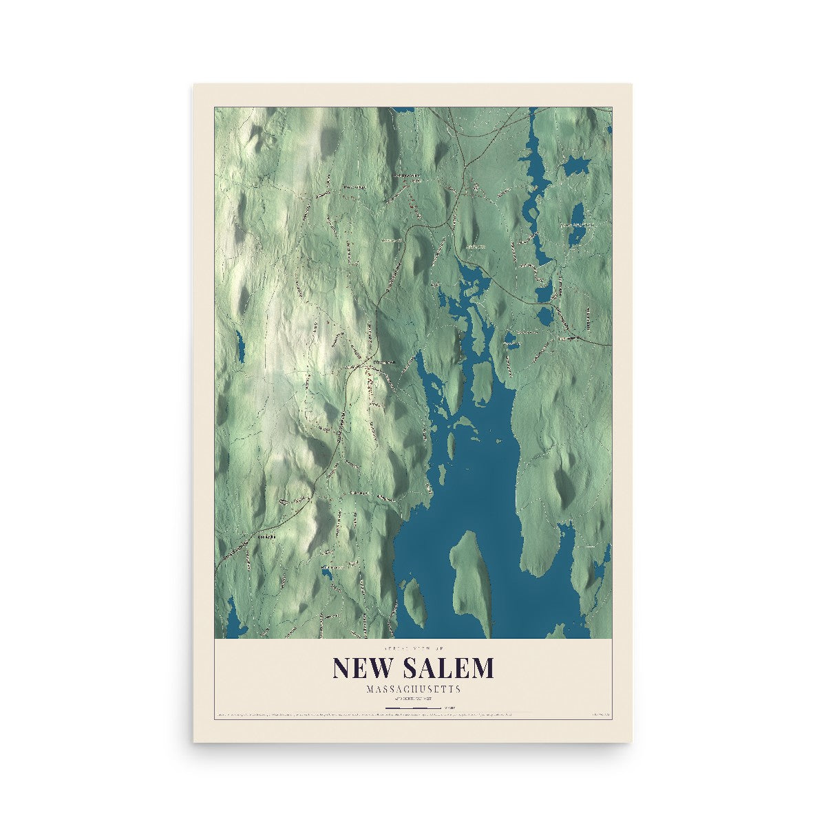 New Salem, Massachusetts map print - 12 x 18 archival matte print