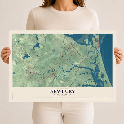 Newbury, Massachusetts map print - 12 x 18 archival matte print