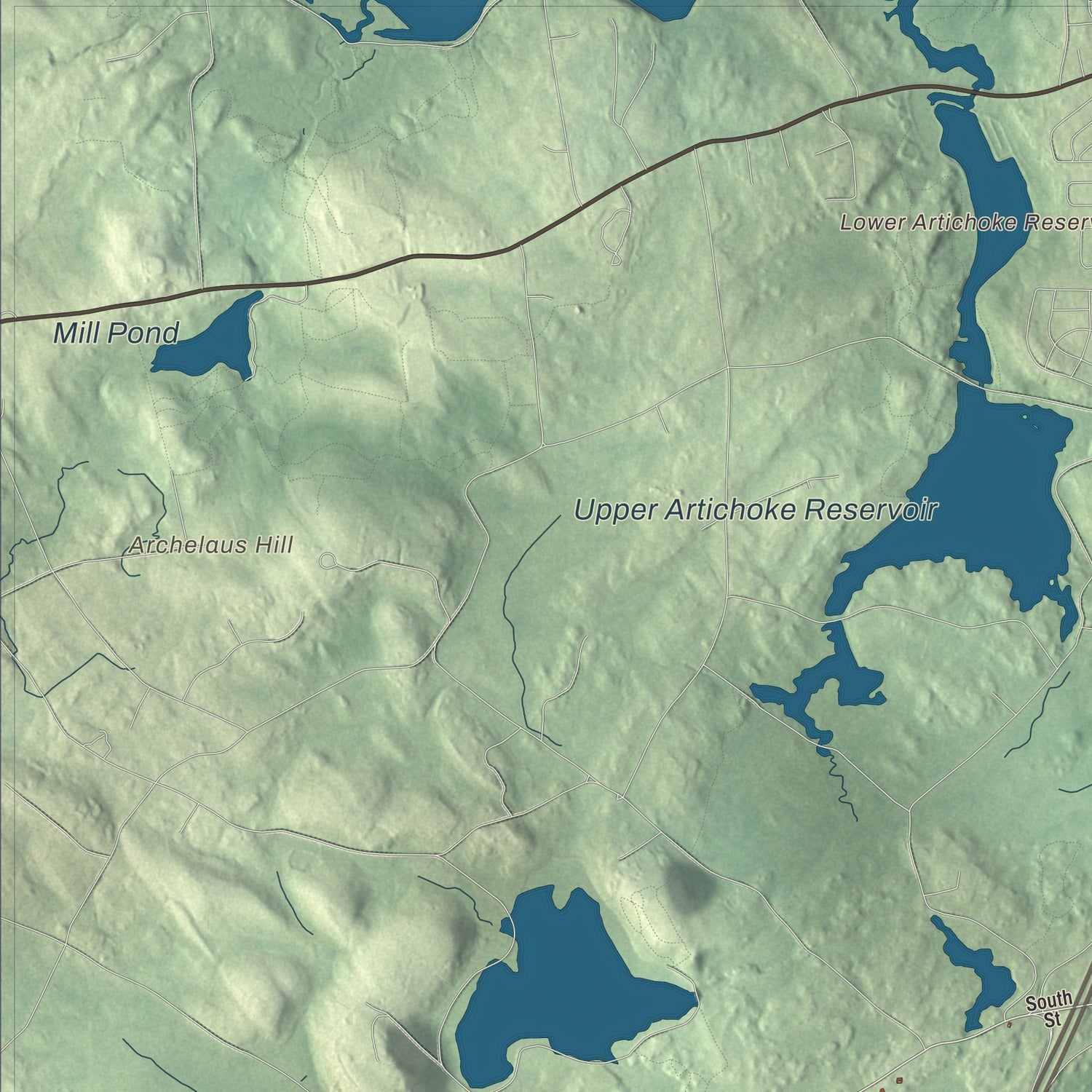 Terrain and local geography detail from the Newbury, Massachusetts map