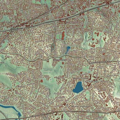 Street and neighborhood detail from the Newton, Massachusetts map
