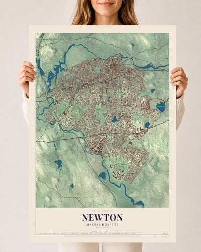 Newton, Massachusetts map print - 24 x 36 archival matte print
