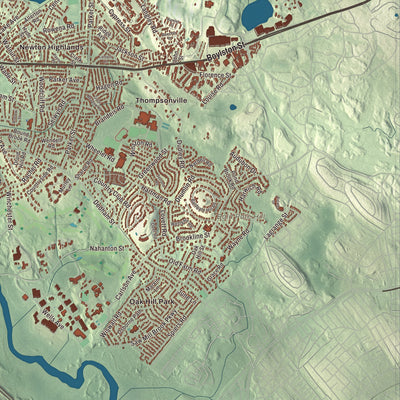 Terrain and local geography detail from the Newton, Massachusetts map