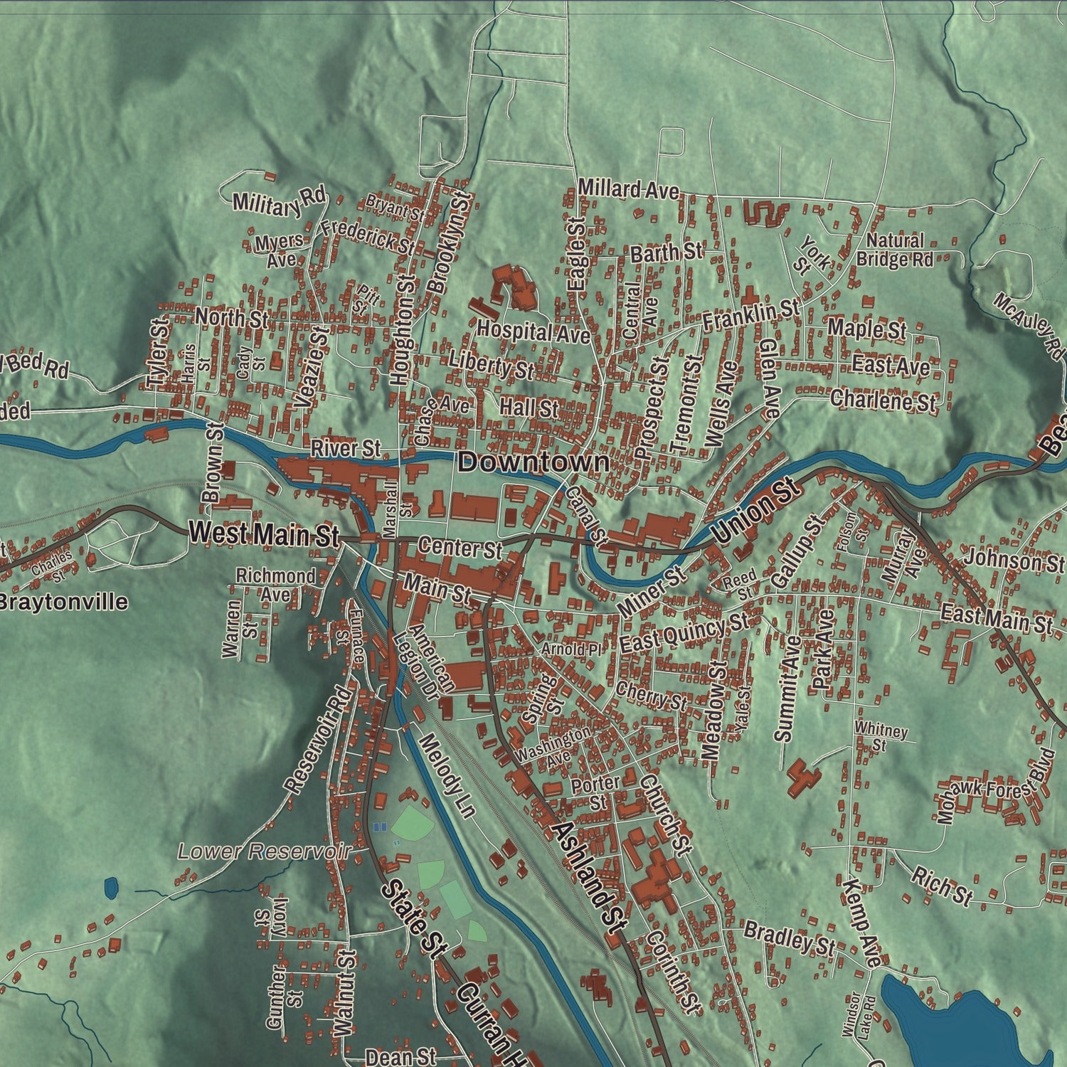 Street and neighborhood detail from the North Adams, Massachusetts map