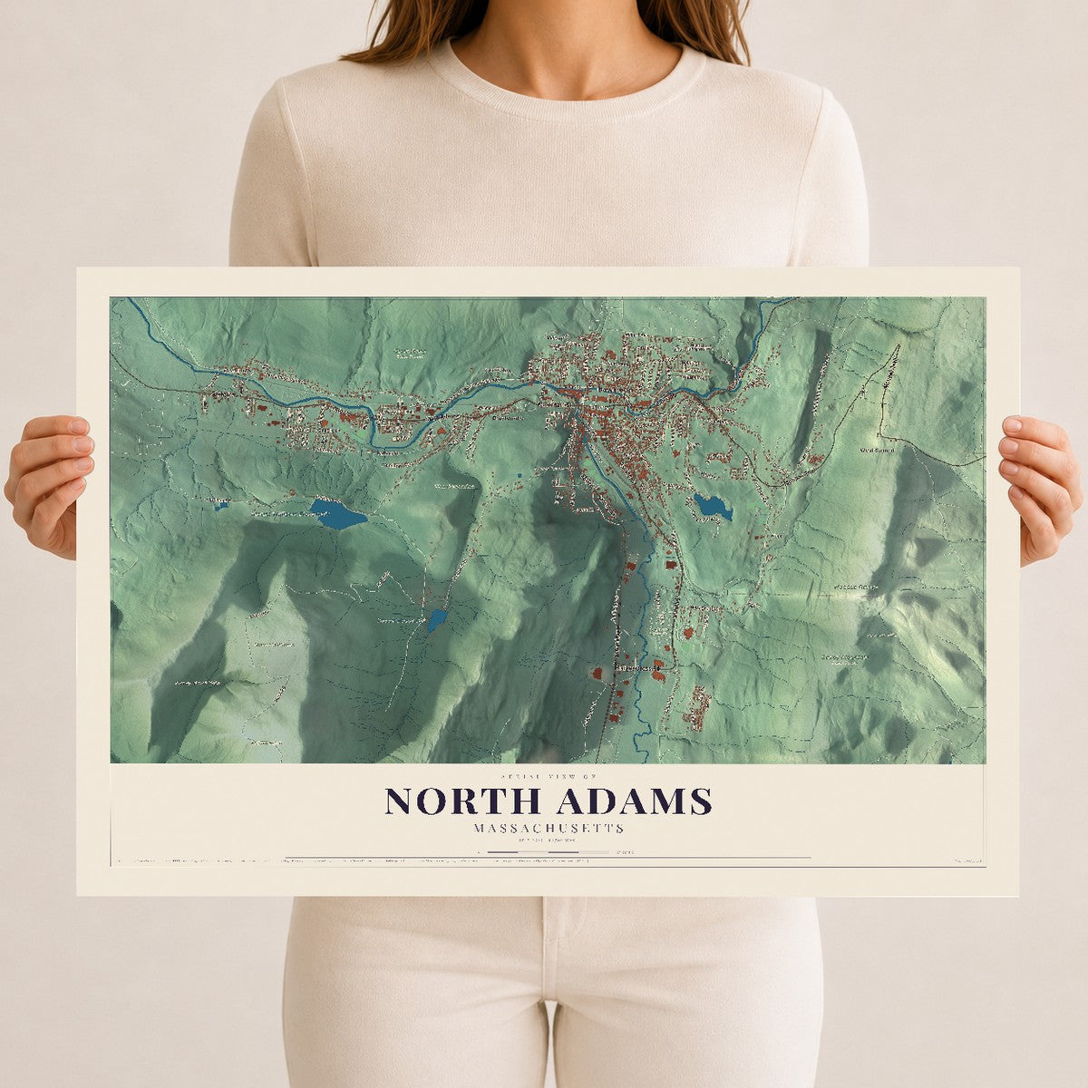 North Adams, Massachusetts map print - 12 x 18 archival matte print