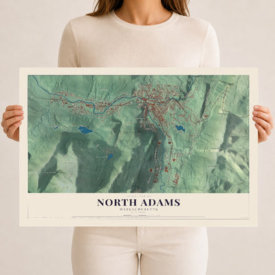 North Adams, Massachusetts map print - 12 x 18 archival matte print