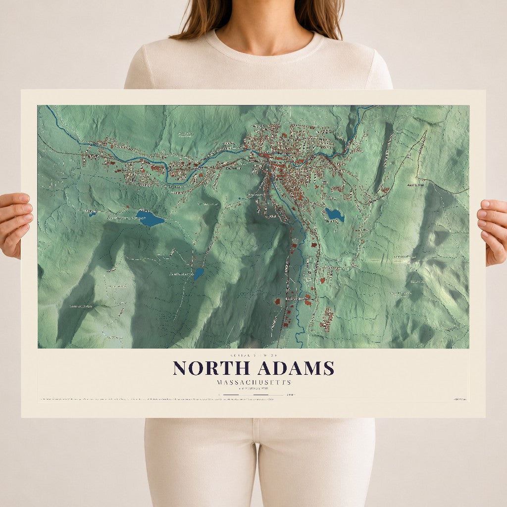 North Adams, Massachusetts map print - 18 x 24 archival matte print