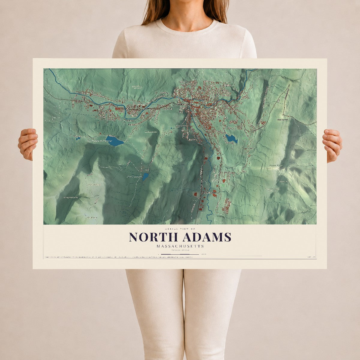 North Adams, Massachusetts map print - 24 x 36 archival matte print