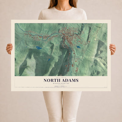 North Adams, Massachusetts map print - 24 x 36 archival matte print