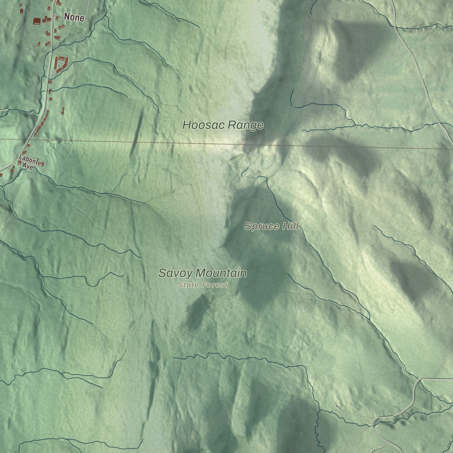 Terrain and local geography detail from the North Adams, Massachusetts map