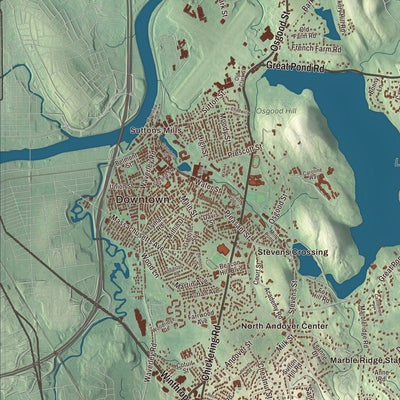 Street and neighborhood detail from the North Andover, Massachusetts map