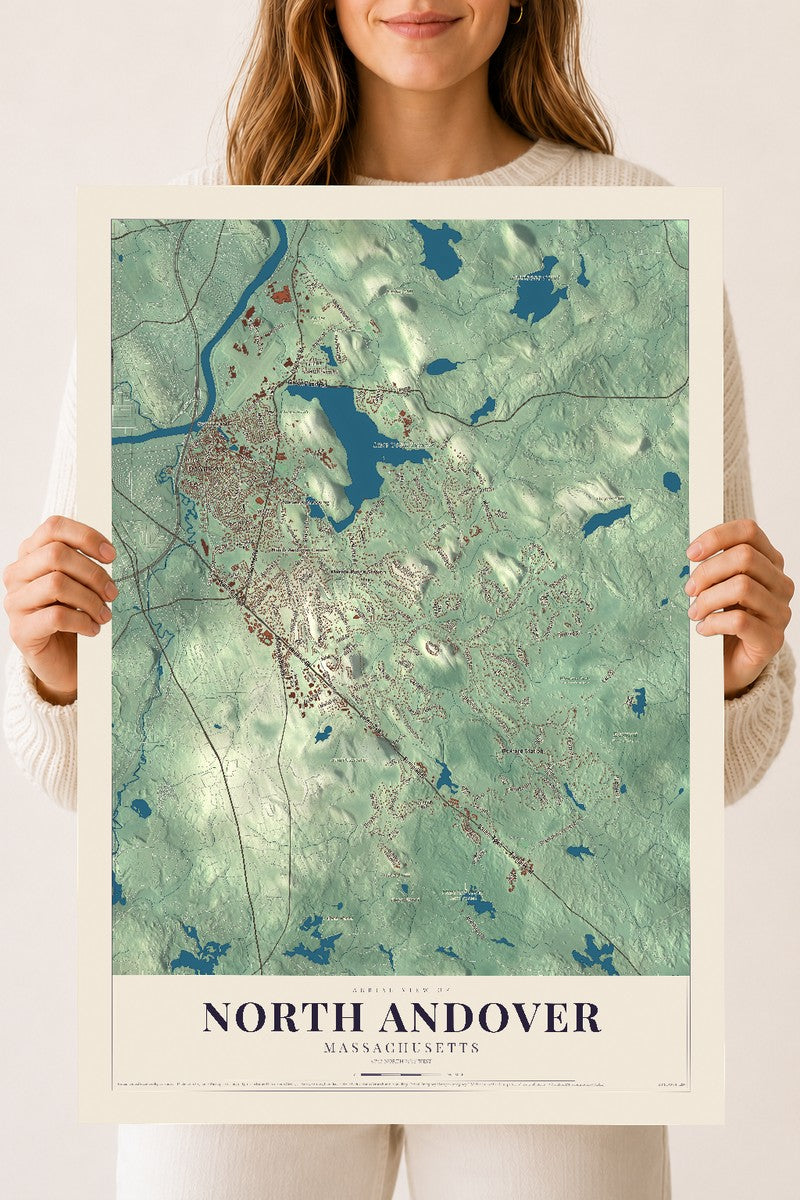 North Andover, Massachusetts map print - 18 x 24 archival matte print