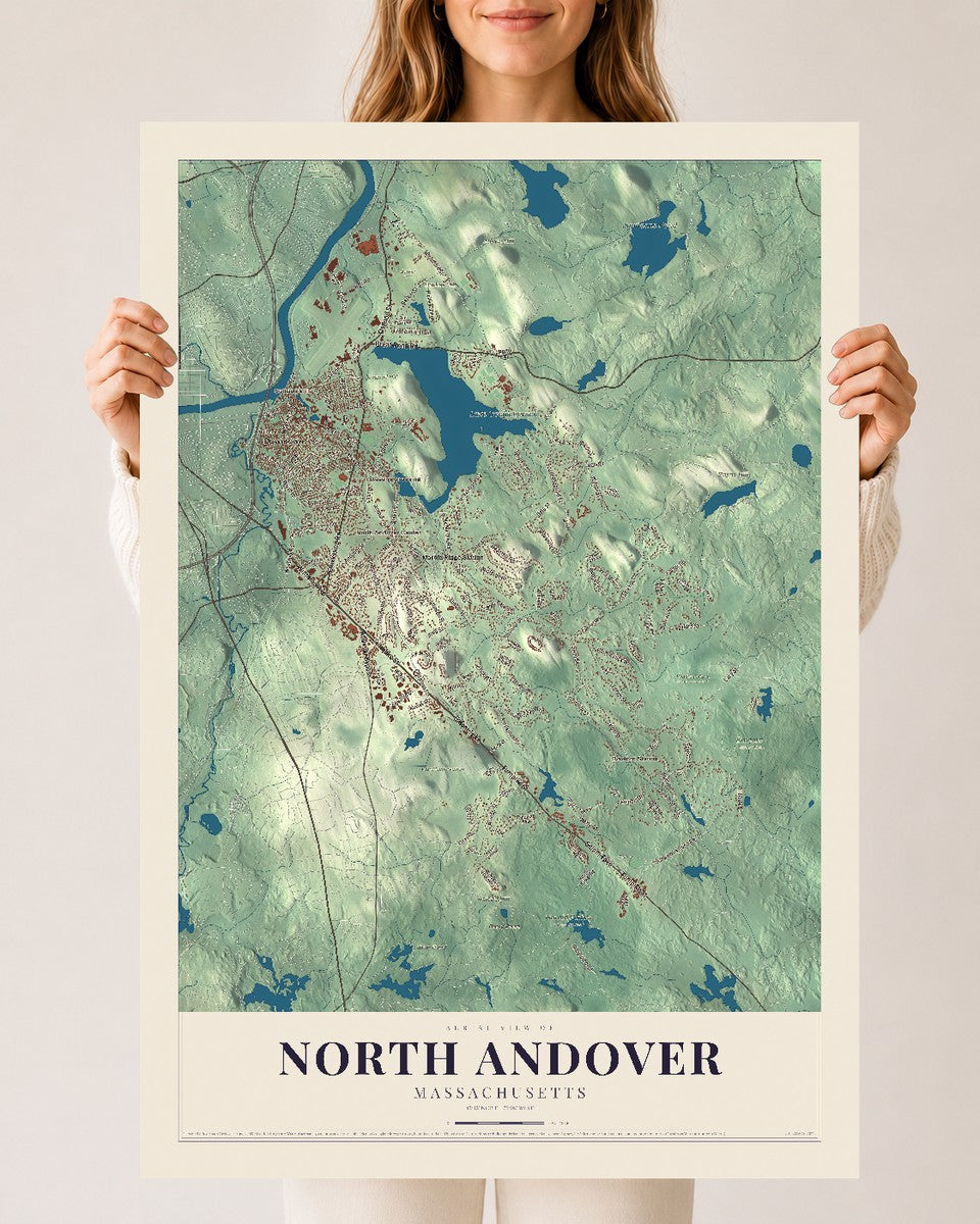 North Andover, Massachusetts map print - 24 x 36 archival matte print
