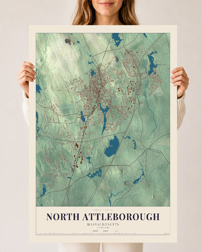 North Attleborough, Massachusetts map print - 24 x 36 archival matte print