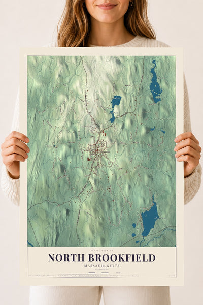North Brookfield, Massachusetts map print - 18 x 24 archival matte print