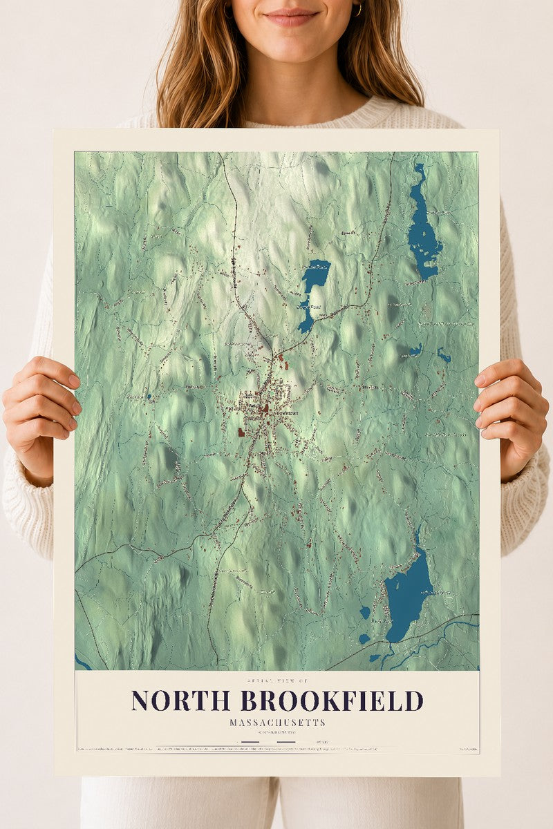 North Brookfield, Massachusetts map print - 18 x 24 archival matte print