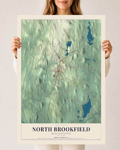 North Brookfield, Massachusetts map print - 24 x 36 archival matte print