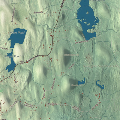Terrain and local geography detail from the North Brookfield, Massachusetts map