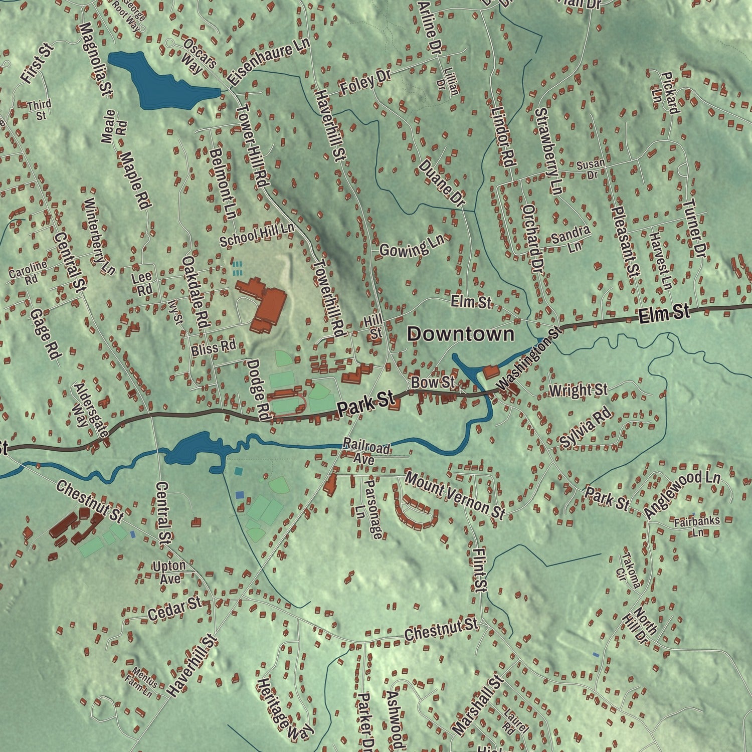 Street and neighborhood detail from the North Reading, Massachusetts map