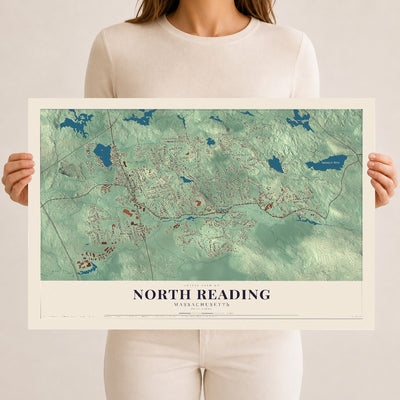 North Reading, Massachusetts map print - 12 x 18 archival matte print